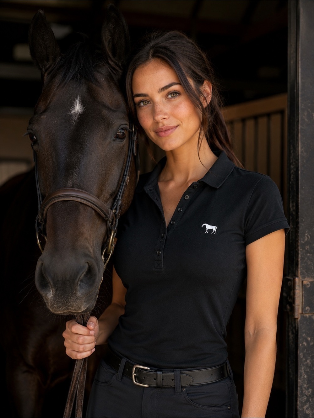 Aerion Layla Polo black Womens Small stretch cotton Equestrian